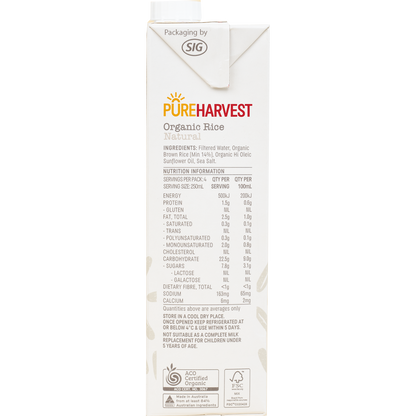 Pureharvest Original Rice Milk Natural