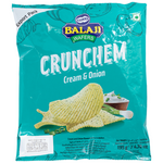 Balaji Wafers Cream & Onion confectionery snacks, crispy wafer chips with creamy onion flavor, in bright packaging.