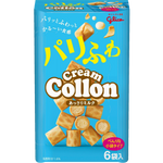 Glico Collon Cream confectionery snack with crispy wafer layers and creamy filling in a colorful packaging.