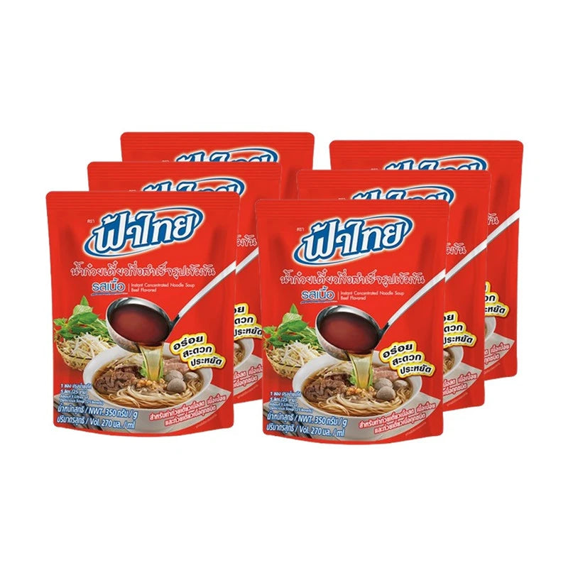Fathai Instant Concentrated Noodle Soup Beef Flavoured 350g x6