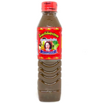 Maeboonlam Pasteurized Anchovy Sauce in red bottle, grocery product, showing the label and sauce inside