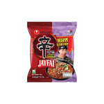 Nongshim Jay Fai Shin Ramyun Stir-Fry dry grocery noodles in a bowl with vegetables and seasoning, ready to serve.