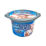 KOKA Coca Noodles dry seafood flavor bowl with 1 cup serving, showcasing noodles and seafood ingredients in the image.