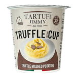 Creamy Tartufi Jimmy Truffle Mashed Potatoes in a bowl, showcasing the rich, truffle-infused potato dish from the Tartufi Jimmy grocery brand.
