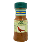 Image of McGarrett Chilli Powder in a grocery store, showing a bright red spice in a clear container.
