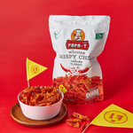Papa-T Crispy Chilli Original Flavour confectionery snack in bright packaging with crispy, spicy chilli flavor pieces