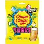 Chupa Chups Sour Bites confectionery snacks in colorful packaging, featuring bright, tangy candy bites.