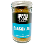 Sainsbury's Itc Season All, a jar of mixed seasoning spices, with herbs and spices visible inside the transparent container.