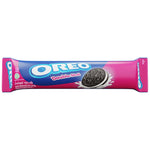 Oreo Double Stuf biscuits, chocolate sandwich cookies with creamy filling, arranged on a plain background.