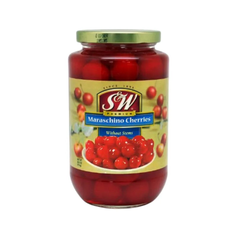 S&W Red Cherries Without Stems . Red Maraschino Cherries 751g