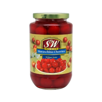 S&W Red Cherries Without Stems . Red Maraschino Cherries 751g