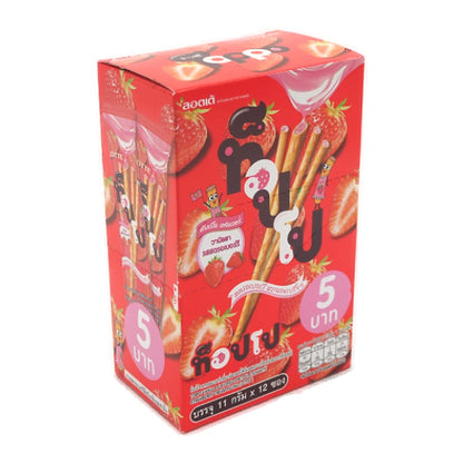 Toppo Pretzel Stick With Strawberry Cream Filling 11g x12