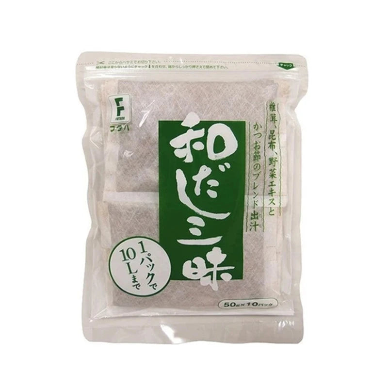 FUTABA Wadashi Zanmai Japanese dashi tea bags with shiitake, kelp, bonito flakes, dried sardines in a 500g package
