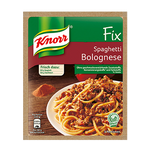 Knorr Spaghetti Bolognese ready-to-eat grocery product in a bowl with spaghetti and Bolognese sauce.