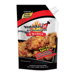 Pure Foods hot and spicy chicken glazing sauce 1kg jar, showcasing the rich, flavorful sauce with a red spicy appearance in a jar.