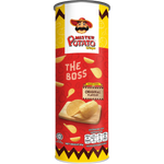 Mister Potato Original Potato Crisps in a clear bowl, showcasing golden, crispy snack chips from the Mister Potato brand.