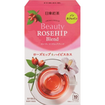Nittoh Rosehip Blend drink in a clear glass, showcasing vibrant red rosehip infusion with fresh rosehip berries.