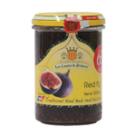 Les Comtes De Provence red fig spread jar with label, showcasing a smooth, rich fruit spread in a glass jar.
