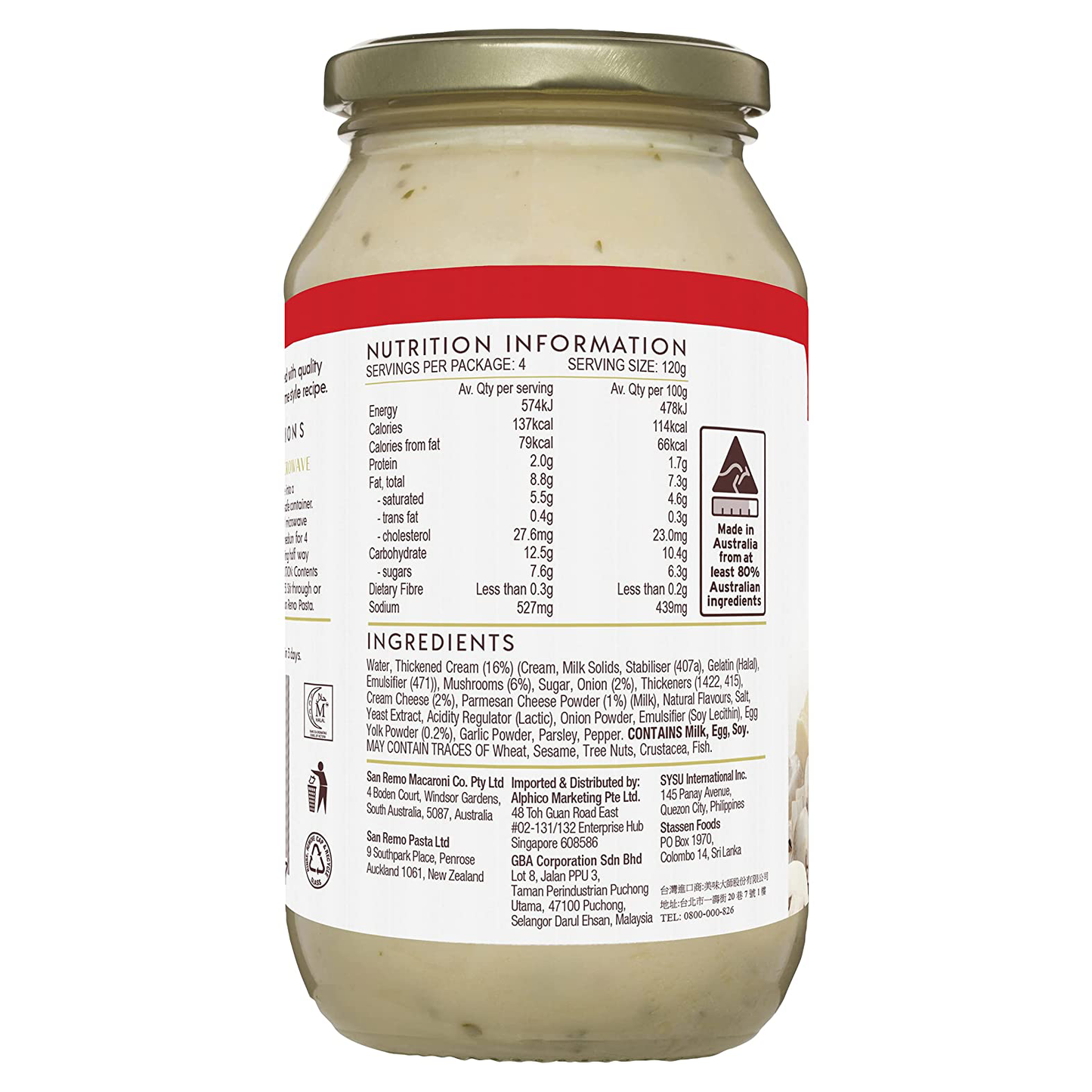 San Remo Pasta Sauce Carbonara