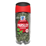 MCCORMICK Parsley Flakes 5g jar with dried parsley flakes in clear container, used for cooking and garnishing.