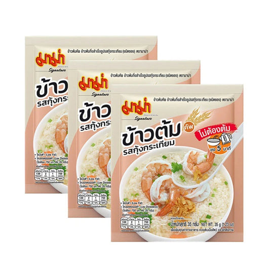 MAMA Rice Porridge Cups Garlic Shrimp Flavor Pack Of 3 Packets