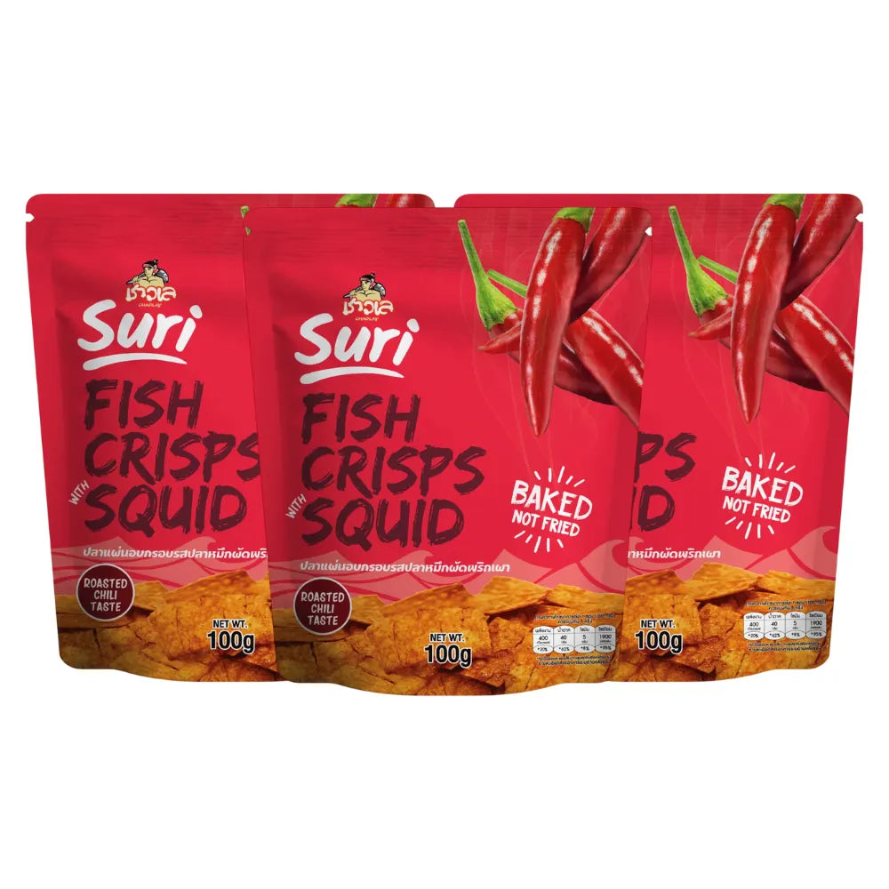 CHAOLAY Fish Crisps With Squid (roasted Chili) 100g x3