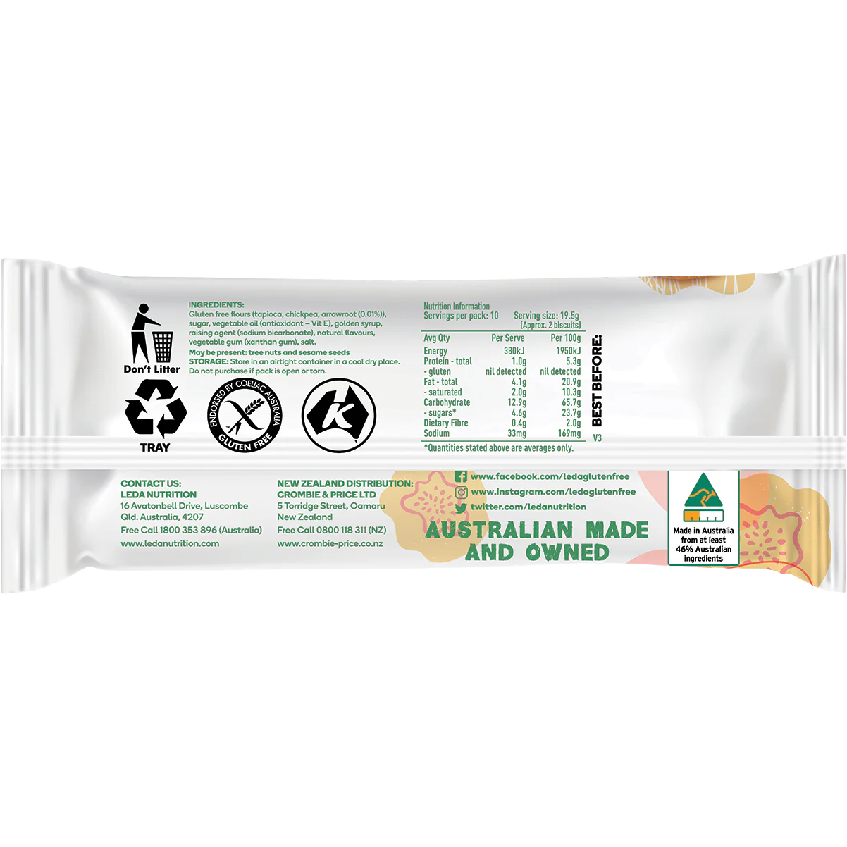 Leda Arrowroot Biscuits Gluten Free