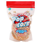 Bright image of Brook Pop Corn confectionery snacks, with fluffy, caramel-coated popcorn in a clear bowl.