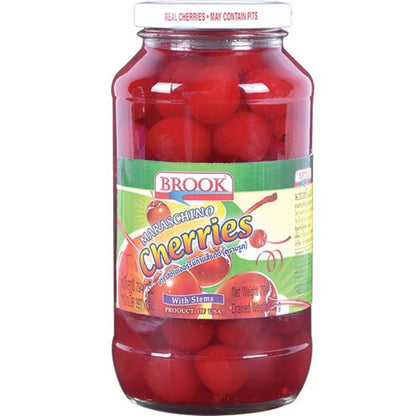 Brook Maraschino Cherries With Stems 794g