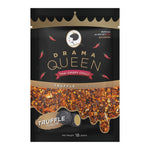 Drama Queen Crispy Chilli Truffle Flavour snack bag showing the colorful packaging and crispy snack pieces.