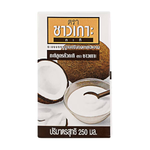 Coconut cream in a can from Chaokoh, used for cooking and baking, with a smooth, creamy texture and white appearance.