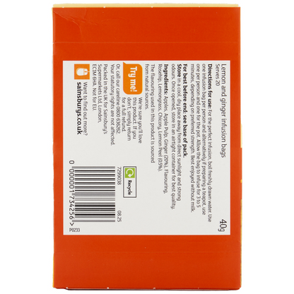 Sainsbury's Lemon & Ginger Infusion Tea 20 Bags