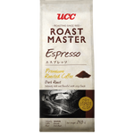 Ucc Roast Master Ground Coffee Espresso in a jar, showcasing rich, dark roasted coffee grounds for brewing espresso drinks.
