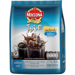 Moccona Trio Americano Sugar-Free coffee drink in a clear glass with ice and coffee beans, showcasing a refreshing beverage.