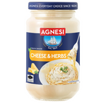 Agnesi Pasta Sauce Cheese & Herbs in jar, creamy tomato sauce with cheese and herbs, perfect for pasta dishes.