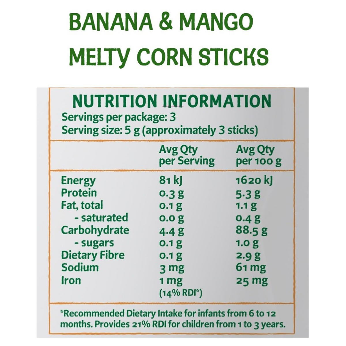 Only Organic Banana Mango Corn Sticks
