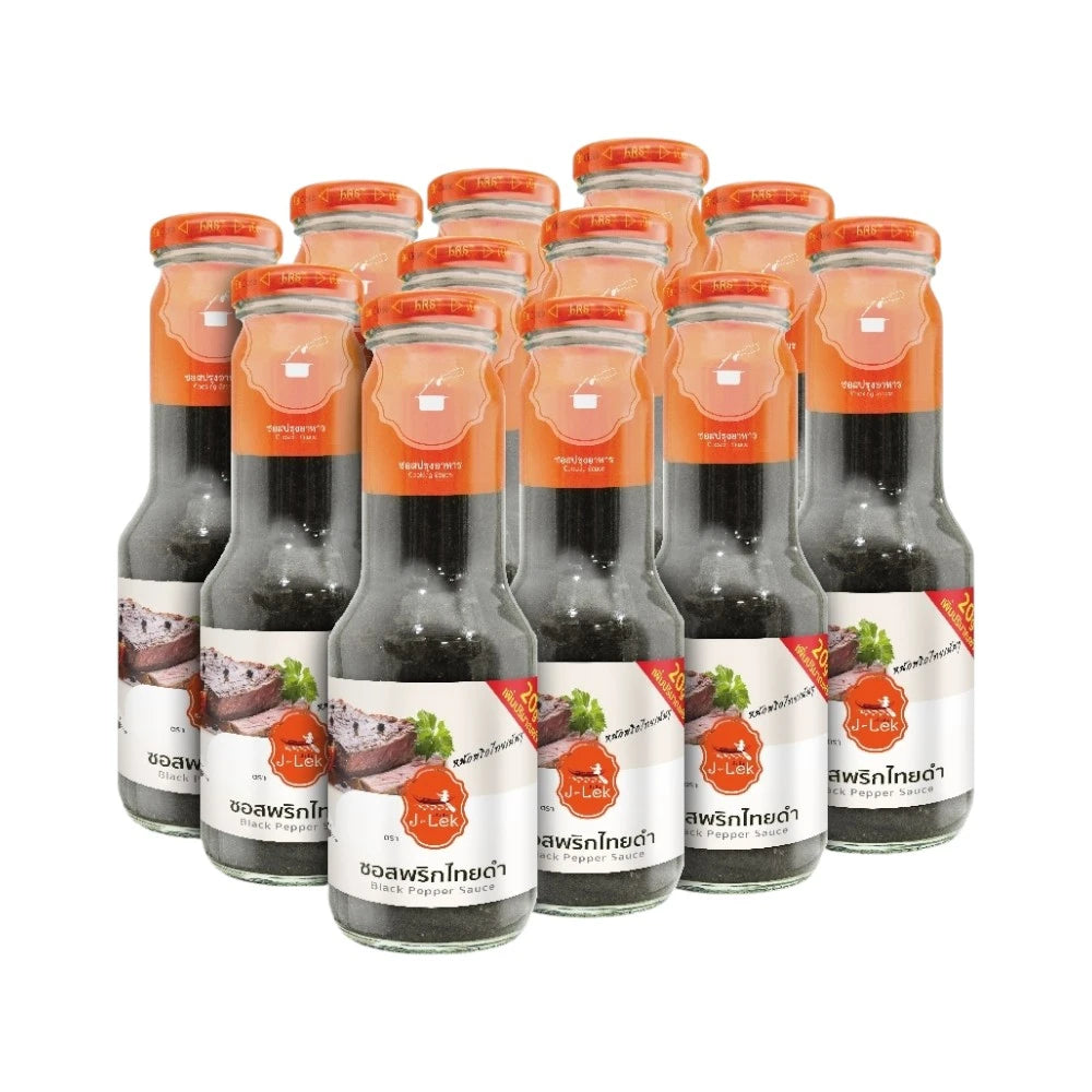 J-lek Jae Lek Black Pepper Sauce Glass Bottle Pack Of 12 Bottles