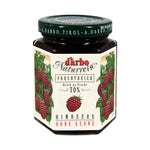 Darbo Strawberry Double Fruit 200g jar of strawberry and fruit spread with fresh strawberries and fruit pieces inside.