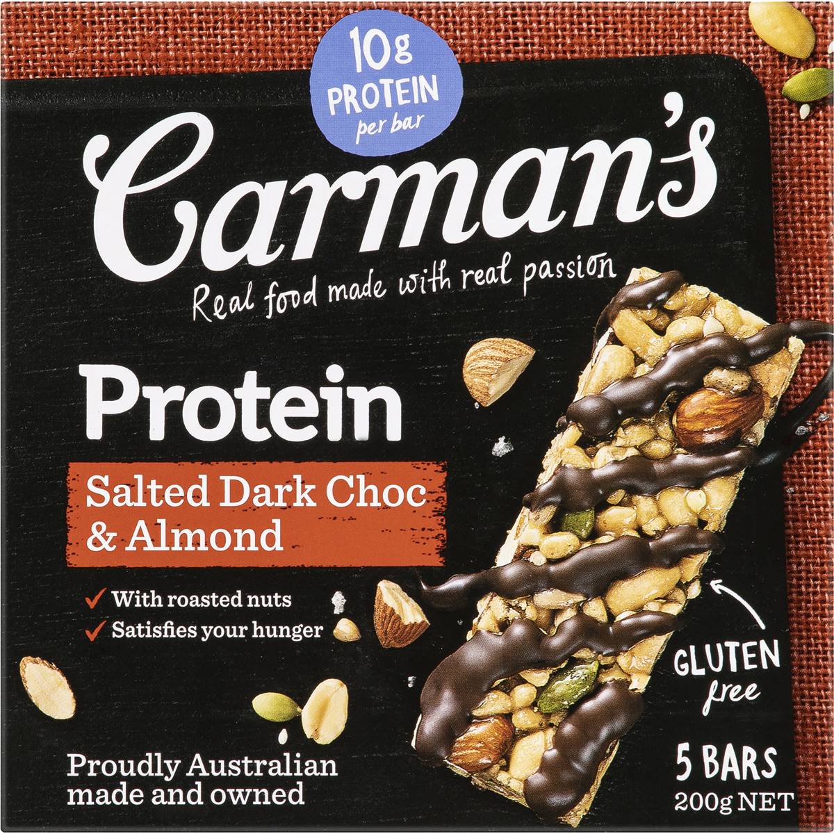 Carman's Salted Dark Choc & Almond Protein Bars