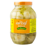 MAE JIN Garlic Pickle in a 1.8kg jar, showcasing the flavorful, chopped garlic pieces in spicy pickle oil from the dry grocery section.