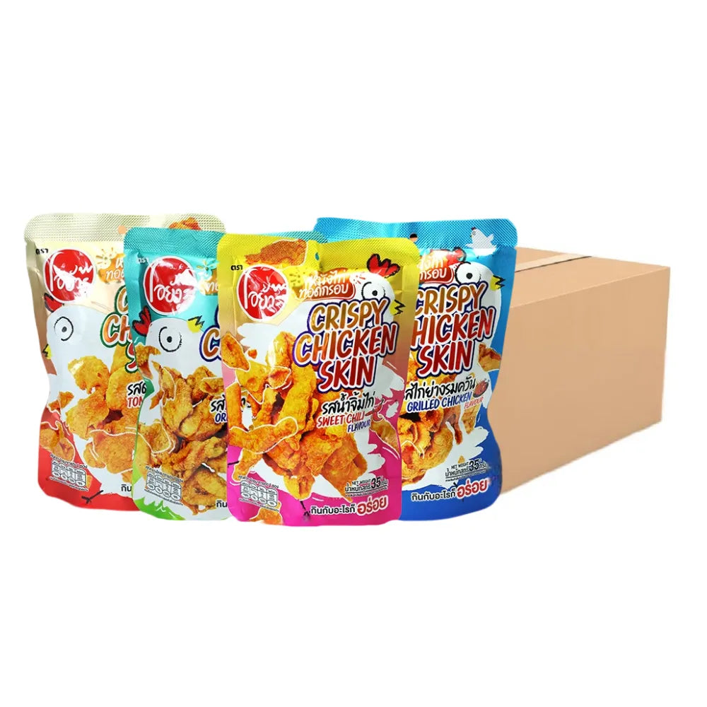 O-YUA Crispy Fried Chicken Skin Whole Box Assorted 4 Flavors 35g