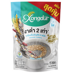 Xongdur Instant Cereal Drink with Black Sesame, original flavor, in a glass showing the creamy beverage and black sesame seeds.