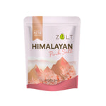 Zalt Himalayan Pink Salt with certificate, dry grocery product showing pink salt crystals in a clear container.