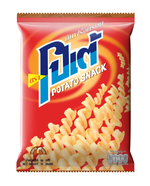 Potae Potato Snacks in colorful packaging, displaying crispy, savory confectionery potato snack pieces.
