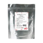 Lobo Marjoram powder in a clear jar, dry grocery spice, close-up of the aromatic dried herb in a transparent container