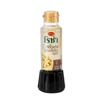 Bottle of Roza Soy Sauce from Roza Grocery, with dark soy sauce inside and label visible on the container.