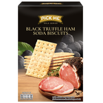 Pick Me Black Truffle Ham Soda confectionery snack in a colorful wrapper, showcasing the unique flavor and packaging design.