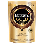 Nescafe Gold Crema Intense crafted coffee drink in a glass, showcasing rich coffee with a creamy frothy top.