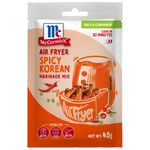 Mccormick Air Fryer Spicy Korean seasoning packet, grocery product with vibrant label for flavorful Korean-inspired dishes