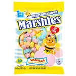 Markenburg Marshies Vanilla Flower Marshmallow, soft confectionery snack with vanilla and floral flavors, shown in the image.